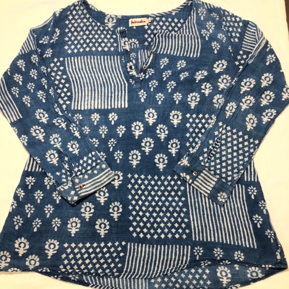 Fabindia Cotton Tunic Boho Beachy Popover artsy Chic xxl - Picture 2 of 6